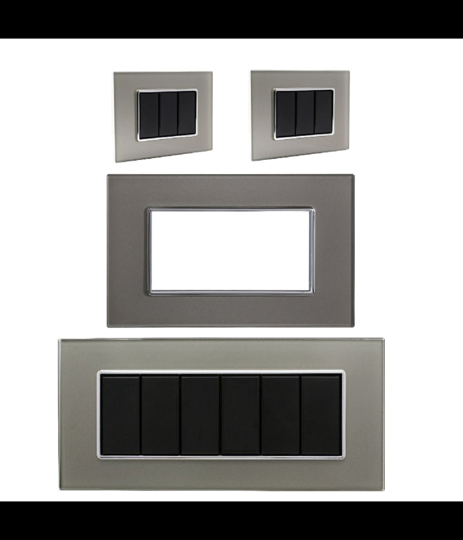 Placca Cristal 3m 4m 6m Titanio Effetto Vetro Compatibile Con Bticino Axolute         