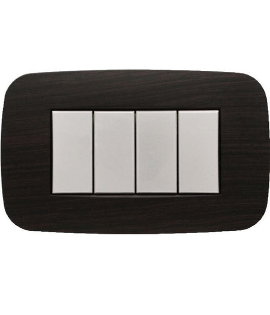 Placca Futura 3 4 6 Moduli Legno Wenge' Compatibile Con Bticino Axolute   -4 Fori     -