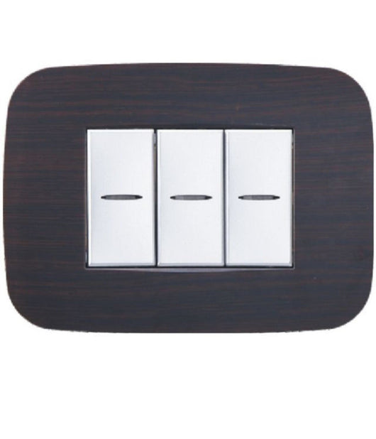 Placca Futura 3 4 6 Moduli Legno Wenge' Compatibile Con Bticino Axolute   -3 Fori     -