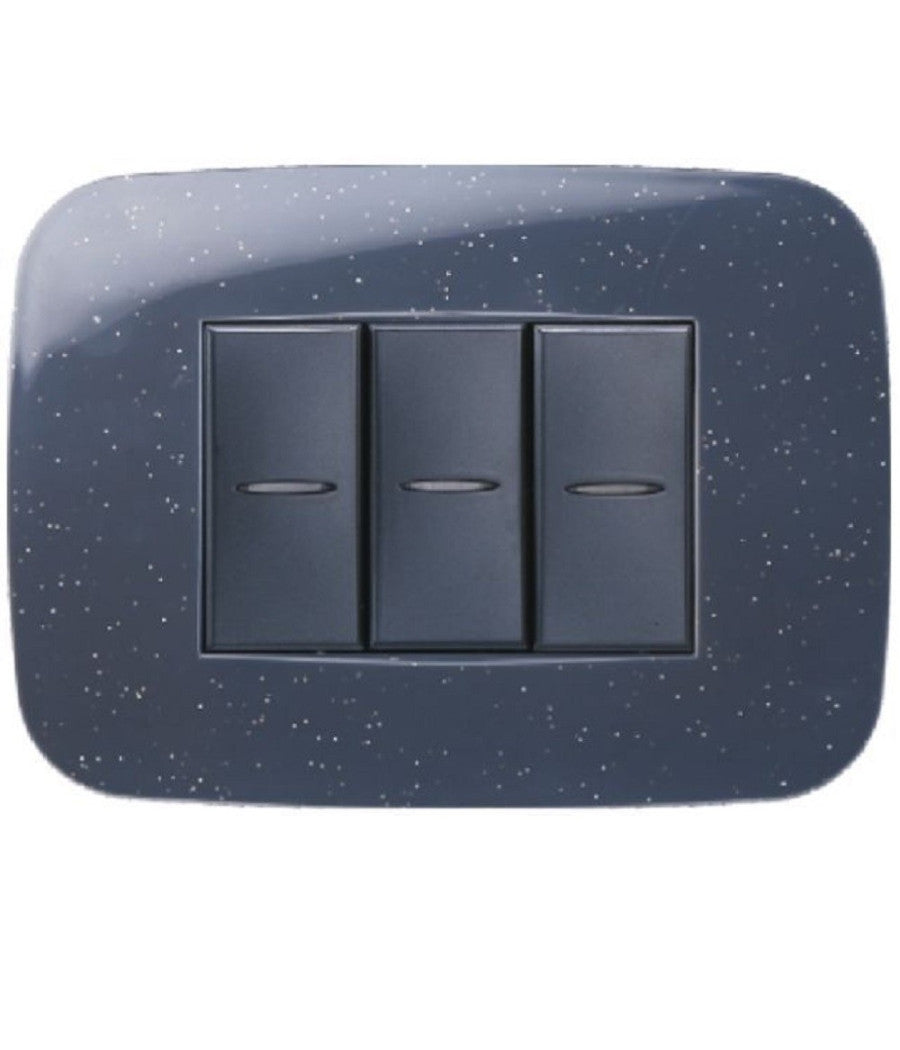 Placca Futura 3 4 6 Moduli Nero Flash Compatibile Con Bticino Axolute         