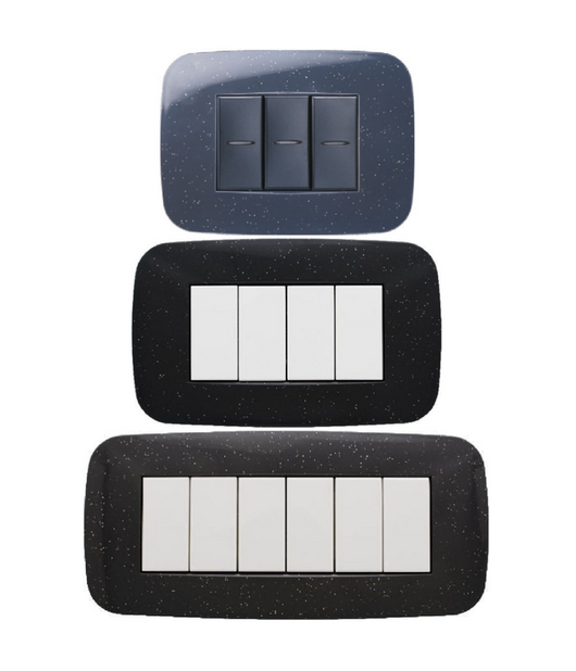 Placca Futura 3 4 6 Moduli Nero Flash Compatibile Con Bticino Axolute         