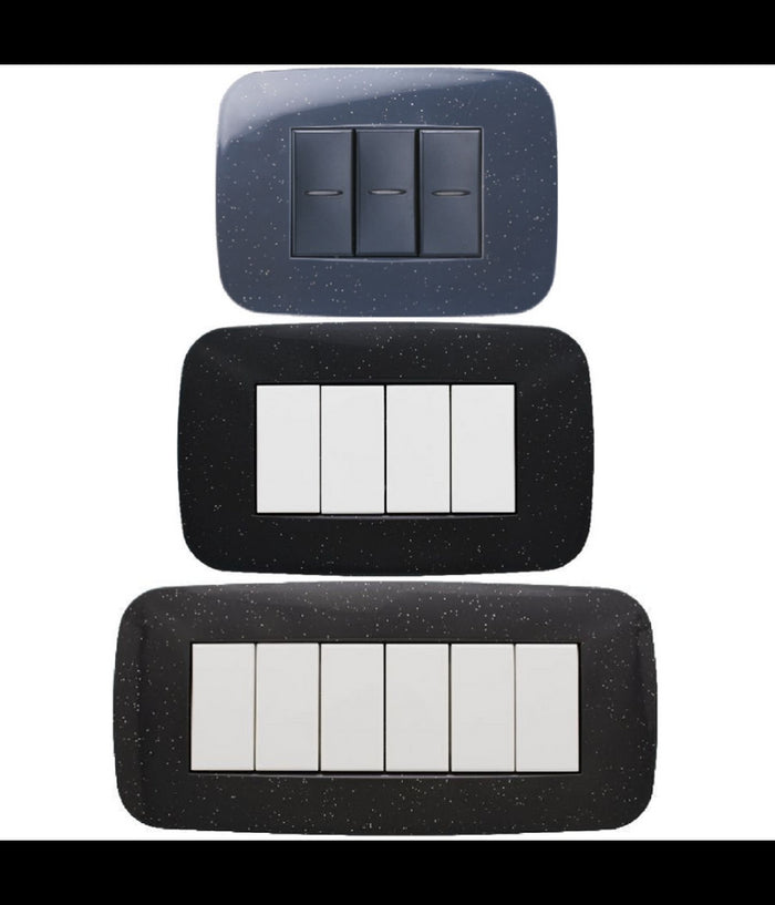 Placca Futura 3 4 6 Moduli Nero Flash Compatibile Con Bticino Axolute         