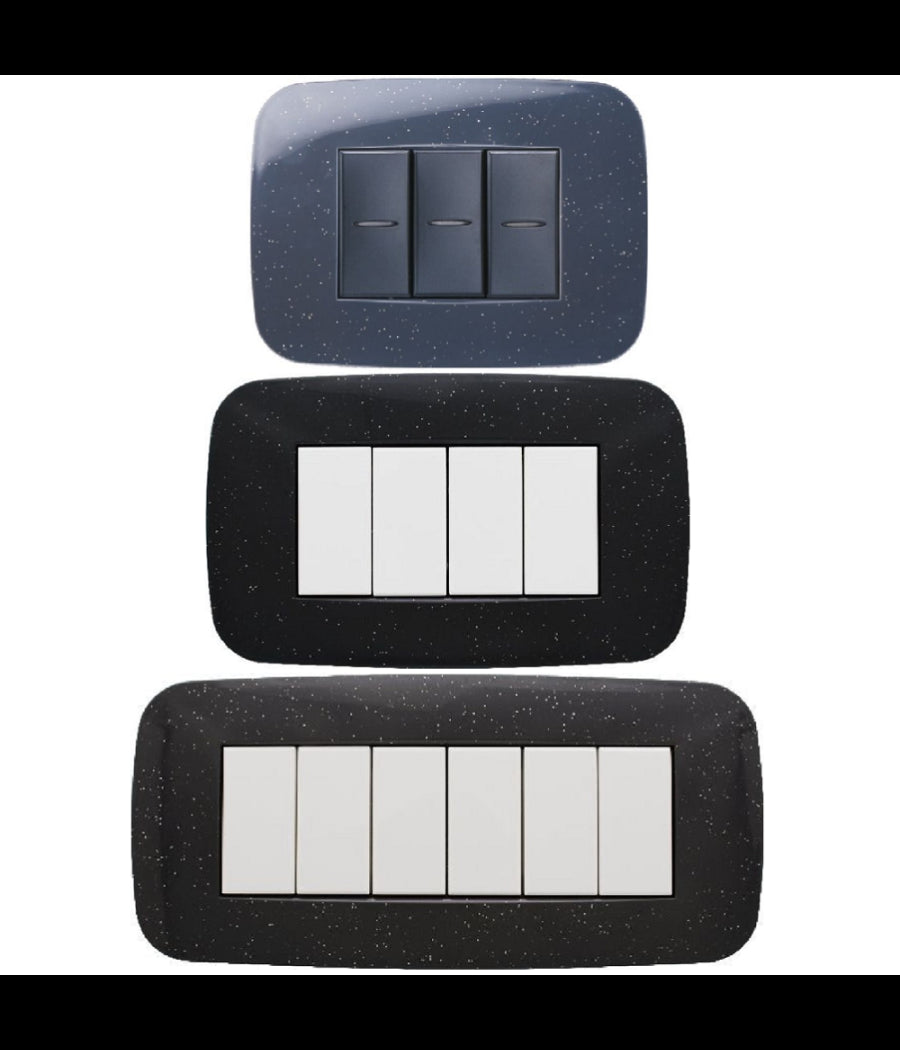 Placca Futura 3 4 6 Moduli Nero Flash Compatibile Con Bticino Axolute         