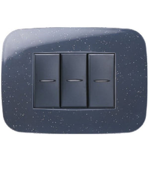 Placca Futura 3 4 6 Moduli Nero Flash Compatibile Con Bticino Axolute   -3 Fori     -