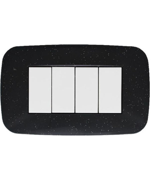 Placca Futura 3 4 6 Moduli Nero Flash Compatibile Con Bticino Axolute   -4 Fori     -