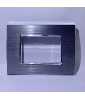 Placca Luxury 3 4 6m In Metallo Argento Ossidato Compatibile Con Bticino Axolute   -3 Fori     -