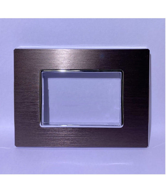 Placca Luxury 3 4 6m Metallo Brown Marrone Satinato Compatibile Bticino Axolute   -3 Fori     -