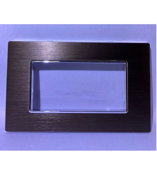 Placca Luxury 3 4 6m Metallo Brown Marrone Satinato Compatibile Bticino Axolute   -4 Fori     -