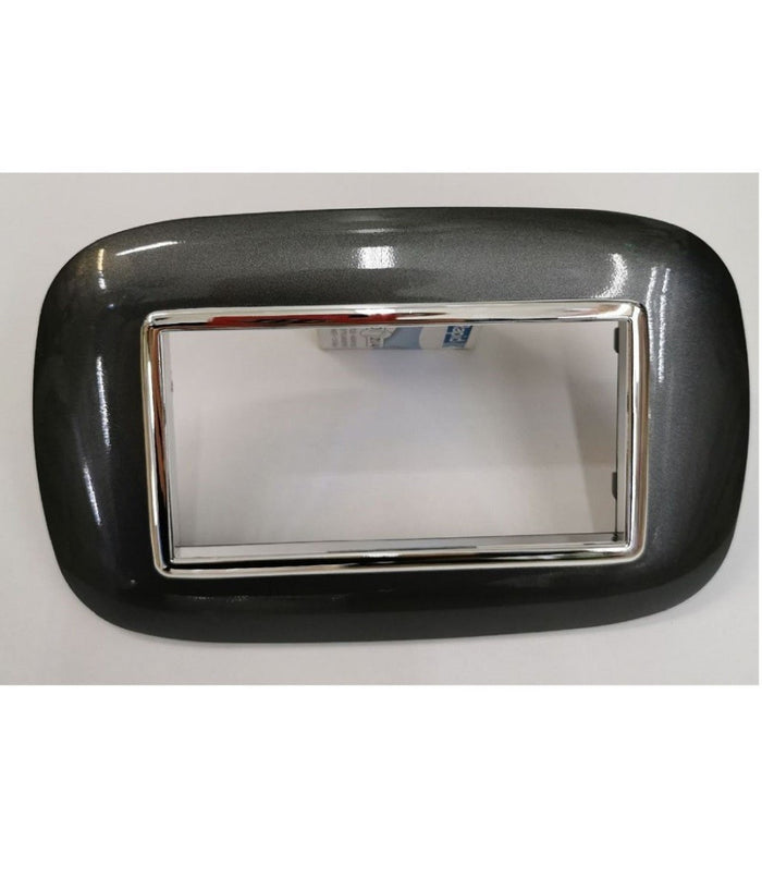 Placca Oval 3 4 6 Moduli Acciaio Scuro Compatibile Con Bticino Axolute         