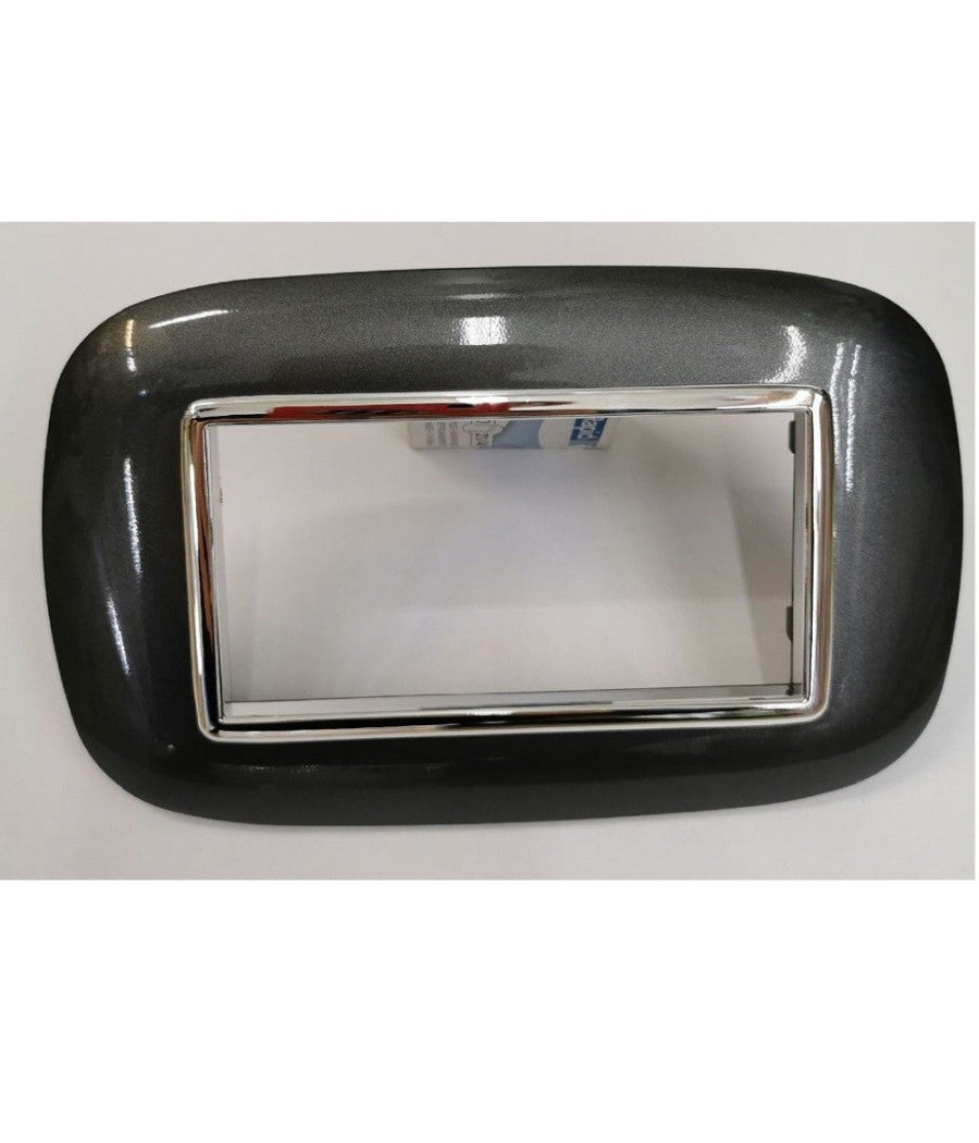 Placca Oval 3 4 6 Moduli Acciaio Scuro Compatibile Con Bticino Axolute         