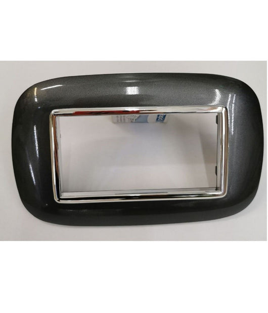 Placca Oval 3 4 6 Moduli Acciaio Scuro Compatibile Con Bticino Axolute   -4 Fori     -