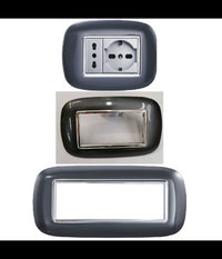 Placca Oval 3 4 6 Moduli Acciaio Scuro Compatibile Con Bticino Axolute         