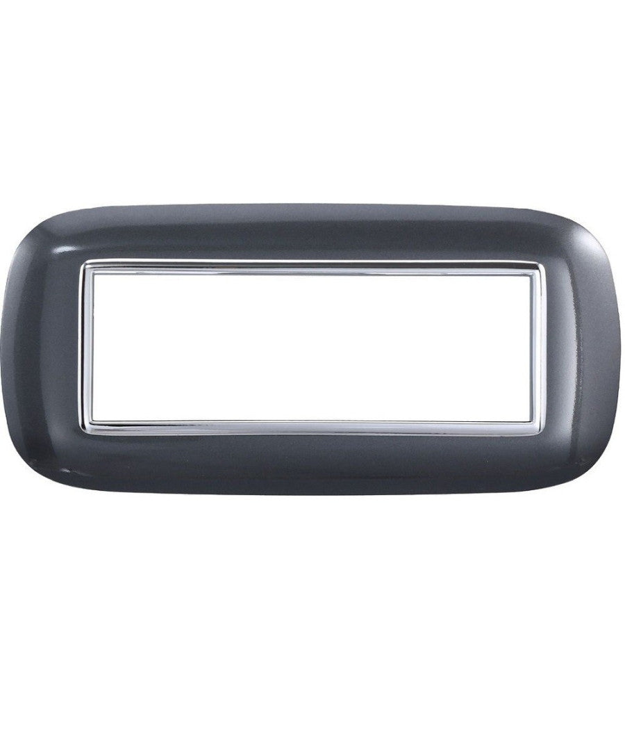 Placca Oval 3 4 6 Moduli Acciaio Scuro Compatibile Con Bticino Axolute         