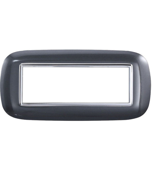 Placca Oval 3 4 6 Moduli Acciaio Scuro Compatibile Con Bticino Axolute         