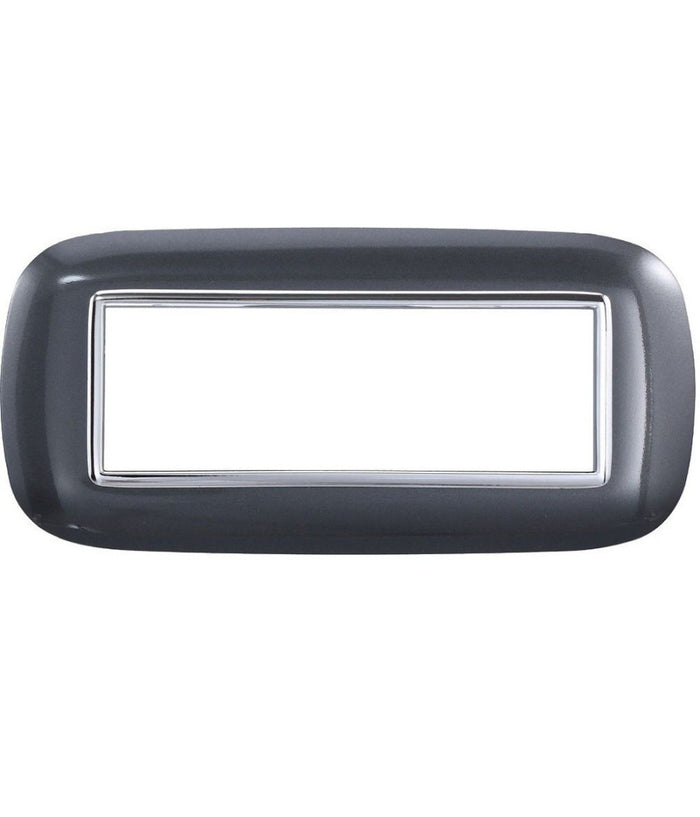 Placca Oval 3 4 6 Moduli Acciaio Scuro Compatibile Con Bticino Axolute         