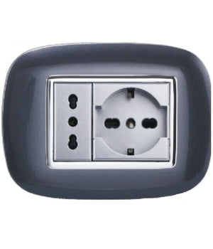 Placca Oval 3 4 6 Moduli Acciaio Scuro Compatibile Con Bticino Axolute         