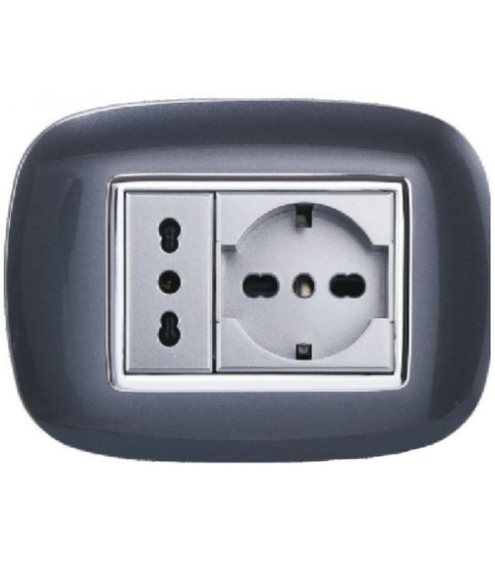 Placca Oval 3 4 6 Moduli Acciaio Scuro Compatibile Con Bticino Axolute         