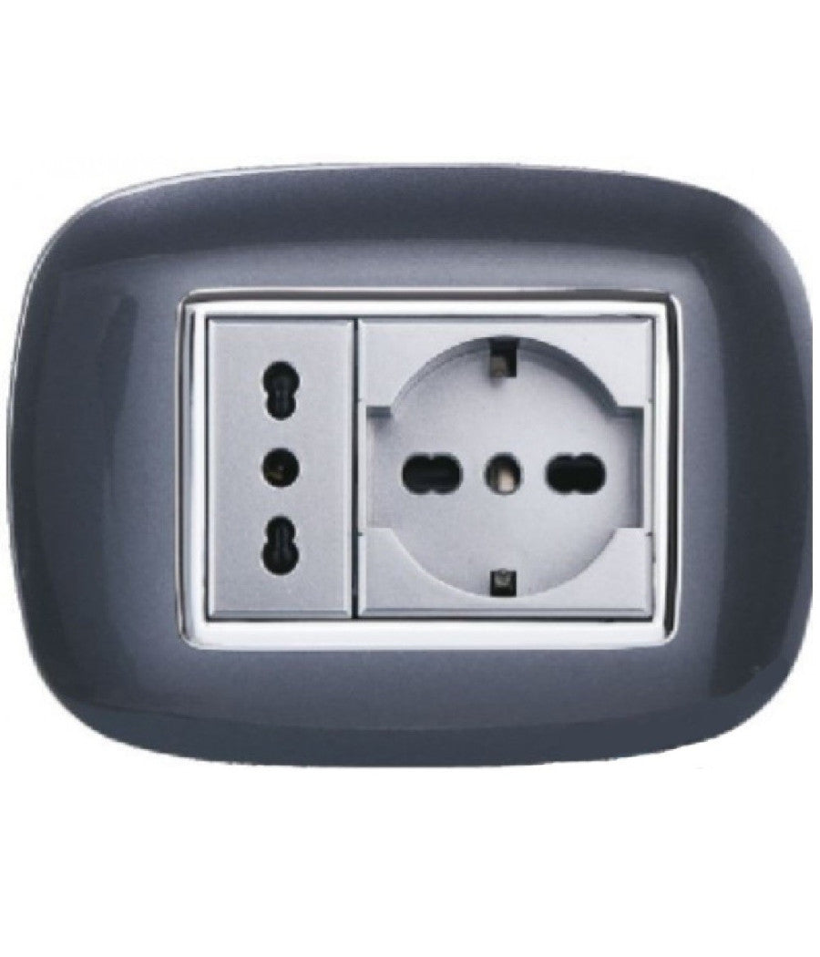 Placca Oval 3 4 6 Moduli Acciaio Scuro Compatibile Con Bticino Axolute         