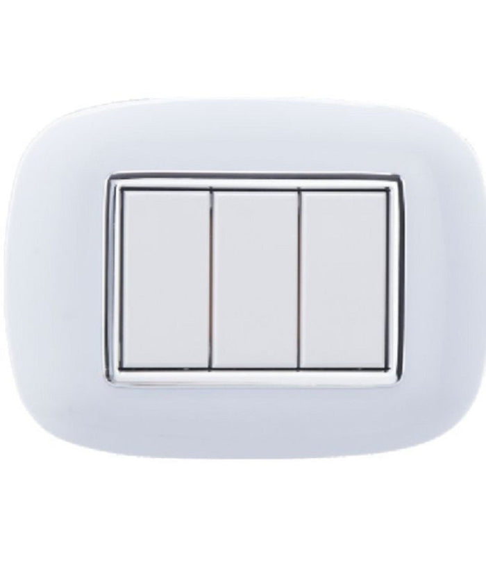Placca Oval 3 4 6 Moduli Colore Bianco Compatibile Con Bticino Axolute   -3 Fori     -