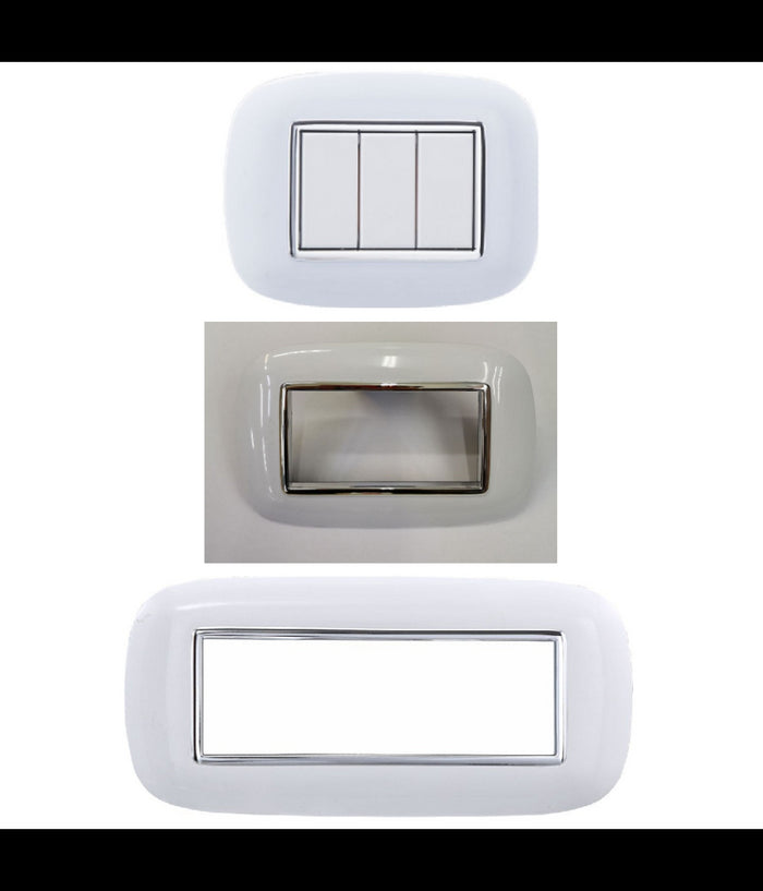Placca Oval 3 4 6 Moduli Colore Bianco Compatibile Con Bticino Axolute         