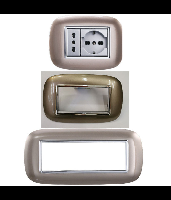 Placca Oval 3 4 6 Moduli Colore Bronzo Compatibile Con Bticino Axolute         