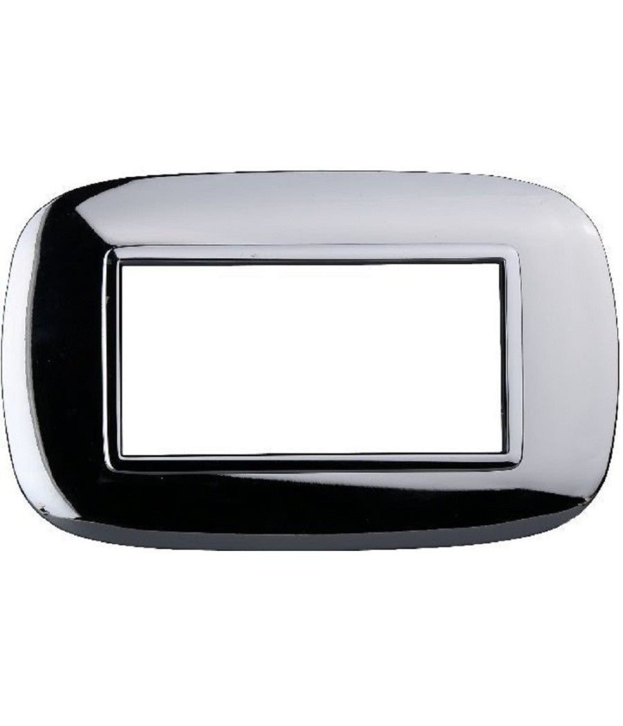 Placca Oval 3 4 6 Moduli Colore Cromo Lucido Compatibile Bticino Axolute   -4 Fori     -
