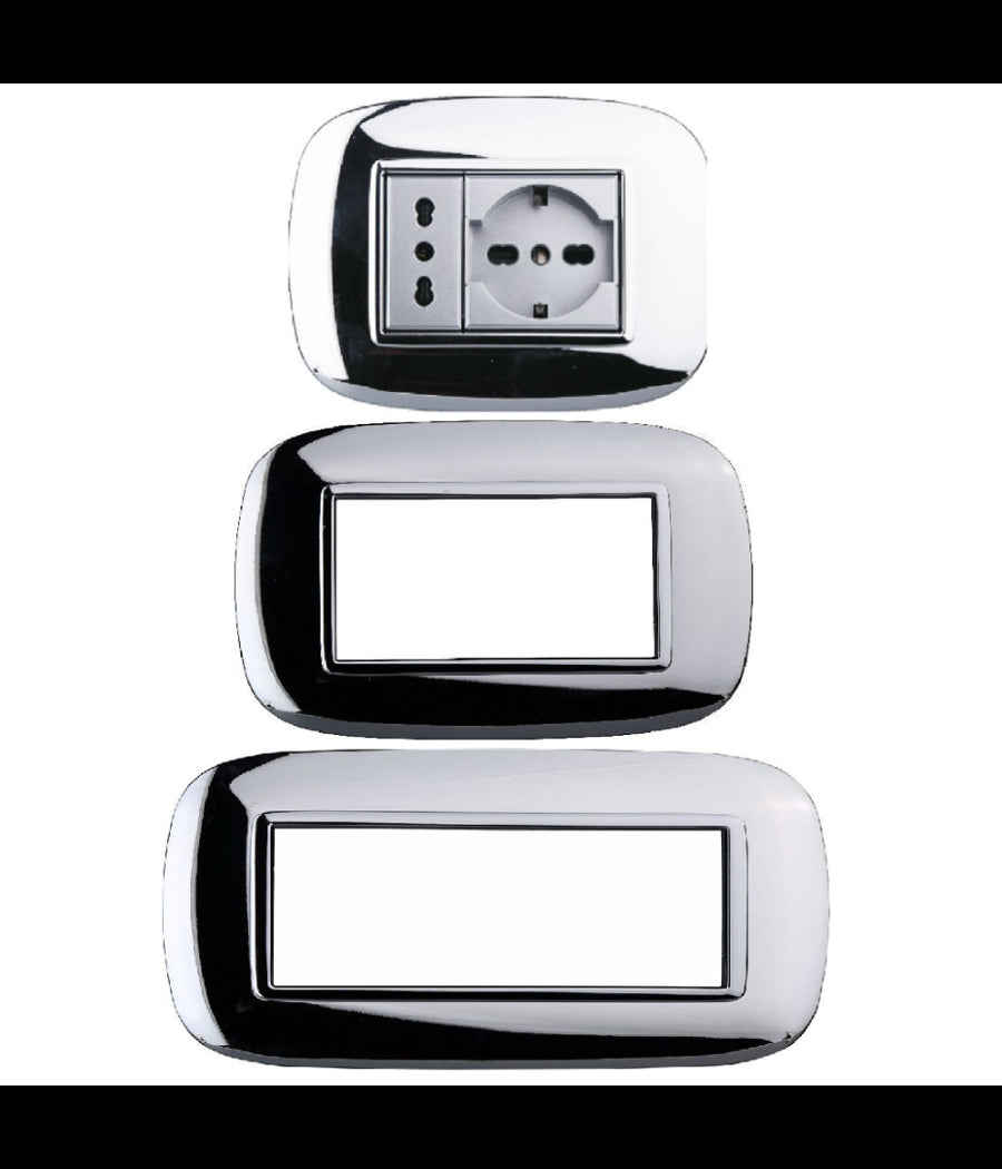 Placca Oval 3 4 6 Moduli Colore Cromo Lucido Compatibile Bticino Axolute         