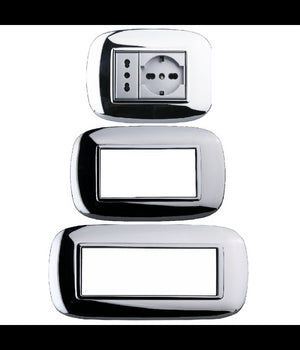 Placca Oval 3 4 6 Moduli Colore Cromo Lucido Compatibile Bticino Axolute         