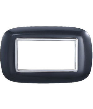 Placca Oval 3 4 6 Moduli Colore Nero Compatibile Con Bticino Axolute   -4 Fori     -