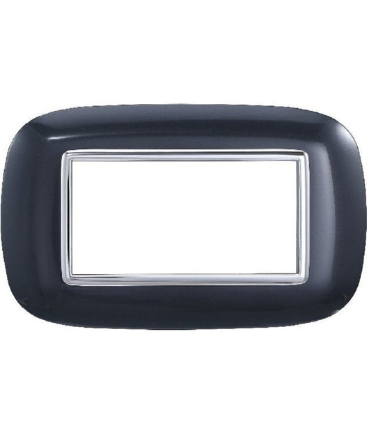 Placca Oval 3 4 6 Moduli Colore Nero Compatibile Con Bticino Axolute   -4 Fori     -