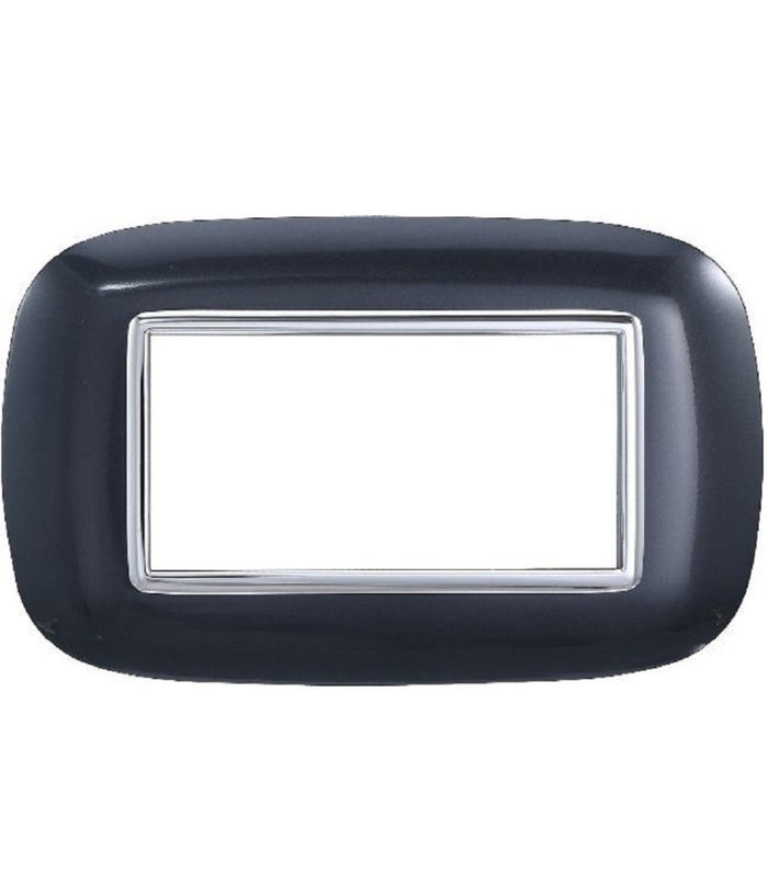 Placca Oval 3 4 6 Moduli Colore Nero Compatibile Con Bticino Axolute   -4 Fori     -