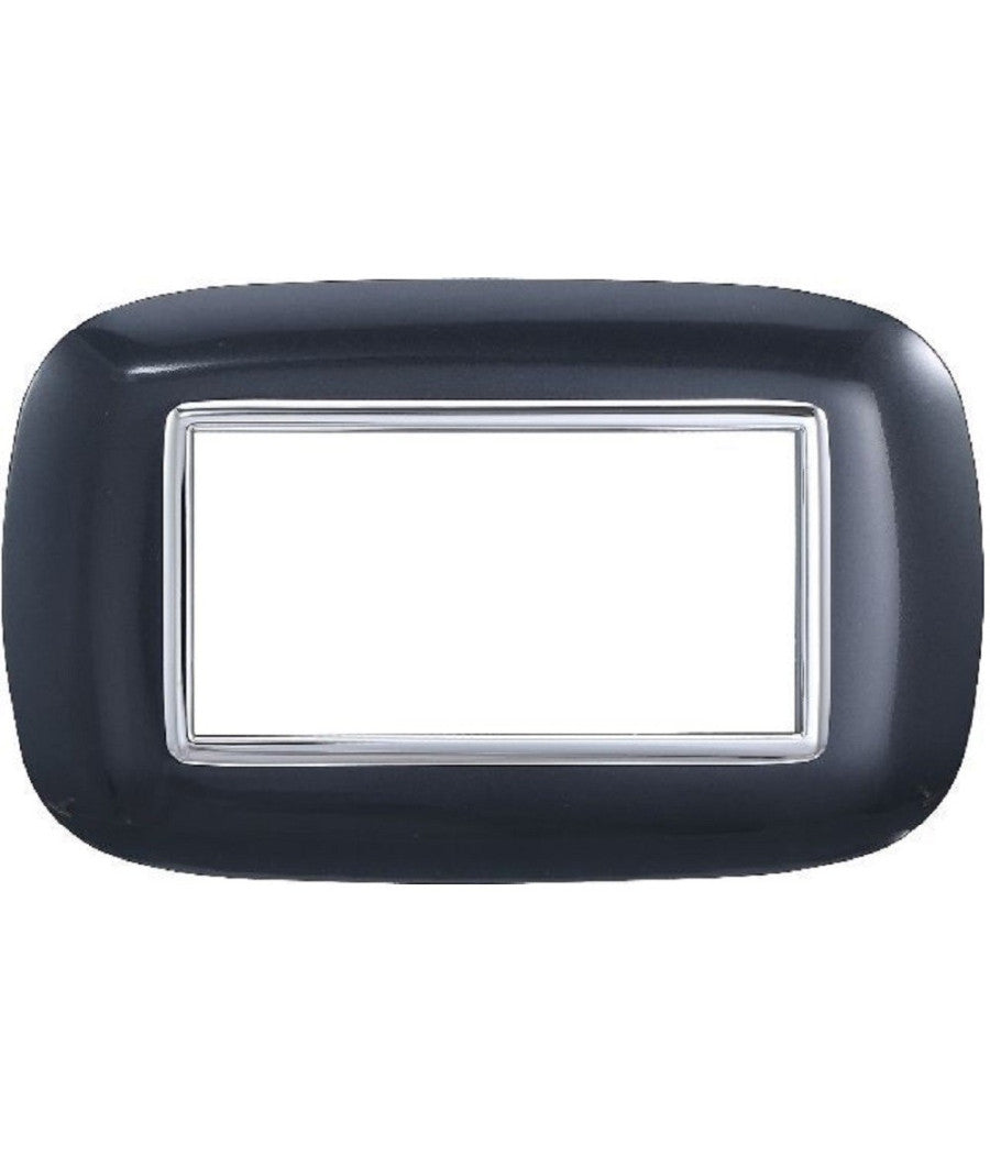Placca Oval 3 4 6 Moduli Colore Nero Compatibile Con Bticino Axolute   -4 Fori     -