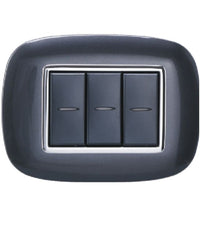 Placca Oval 3 4 6 Moduli Colore Nero Compatibile Con Bticino Axolute   -3 Fori     -