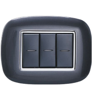 Placca Oval 3 4 6 Moduli Colore Nero Compatibile Con Bticino Axolute   -3 Fori     -