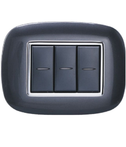Placca Oval 3 4 6 Moduli Colore Nero Compatibile Con Bticino Axolute   -3 Fori     -