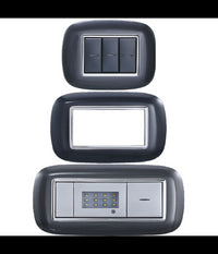 Placca Oval 3 4 6 Moduli Colore Nero Compatibile Con Bticino Axolute         