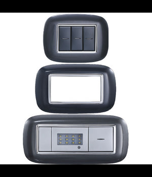 Placca Oval 3 4 6 Moduli Colore Nero Compatibile Con Bticino Axolute         