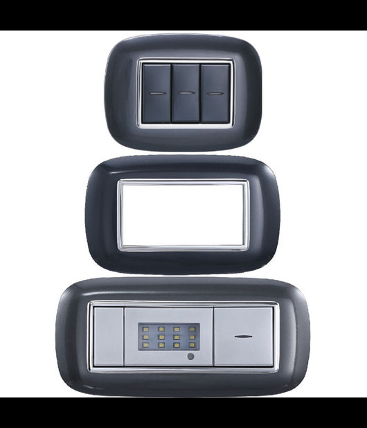 Placca Oval 3 4 6 Moduli Colore Nero Compatibile Con Bticino Axolute         