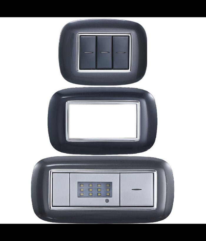 Placca Oval 3 4 6 Moduli Colore Nero Compatibile Con Bticino Axolute         