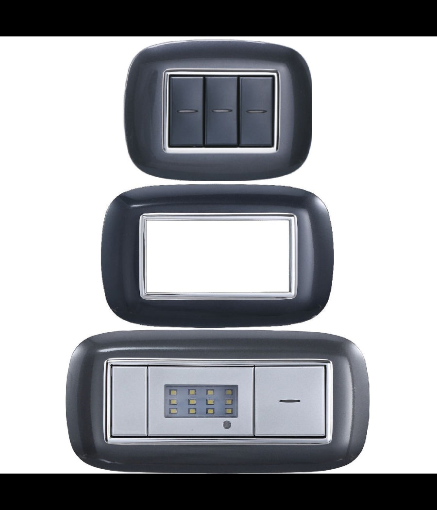 Placca Oval 3 4 6 Moduli Colore Nero Compatibile Con Bticino Axolute         