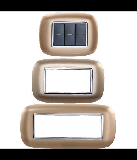 Placca Oval 3 4 6 Moduli Colore Oro Compatibile Con Bticino Axolute         
