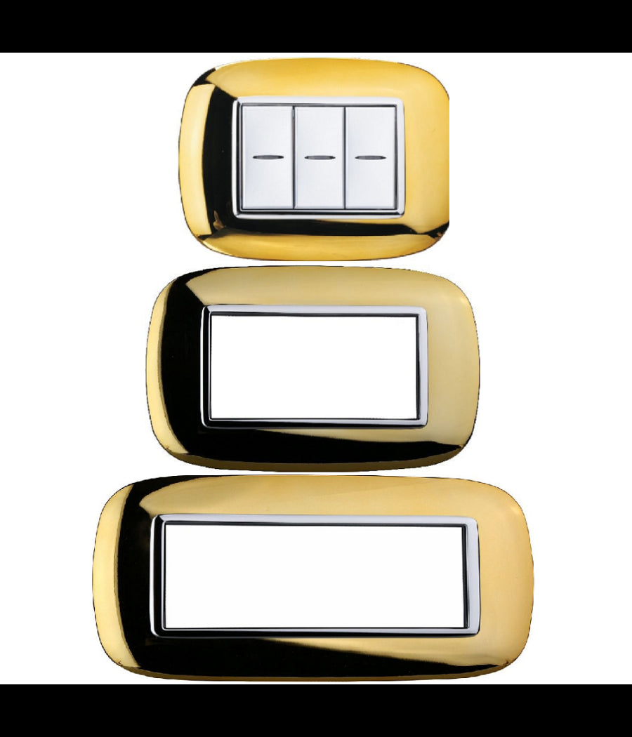 Placca Oval 3 4 6 Moduli Colore Oro Lucido Compatibile Bticino Axolute         