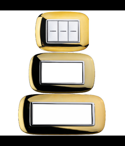 Placca Oval 3 4 6 Moduli Colore Oro Lucido Compatibile Bticino Axolute         