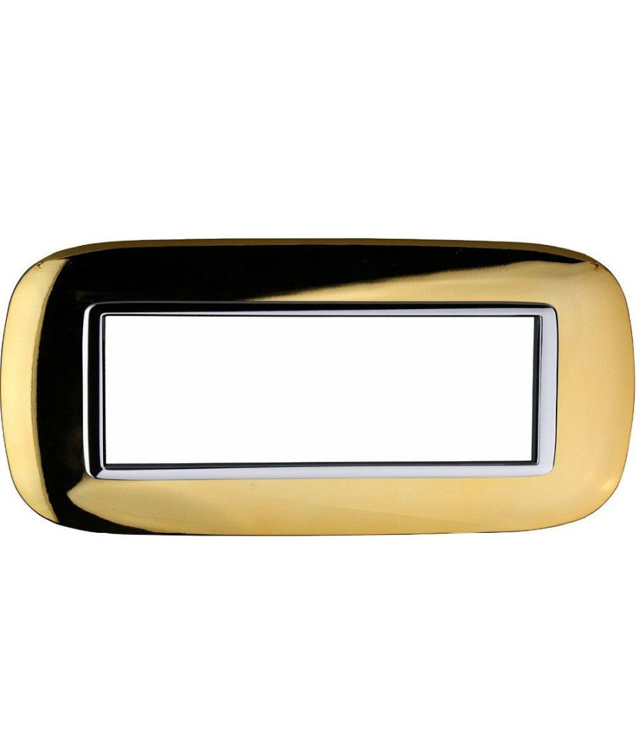 Placca Oval 3 4 6 Moduli Colore Oro Lucido Compatibile Bticino Axolute         