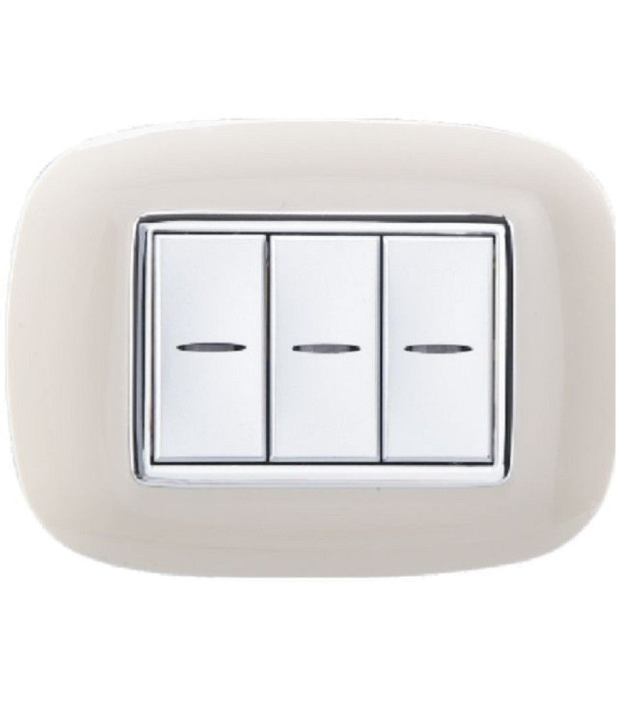 Placca Oval 3 4 6 Moduli Colore Sabbia Compatibile Con Bticino Axolute   -3 Fori     -