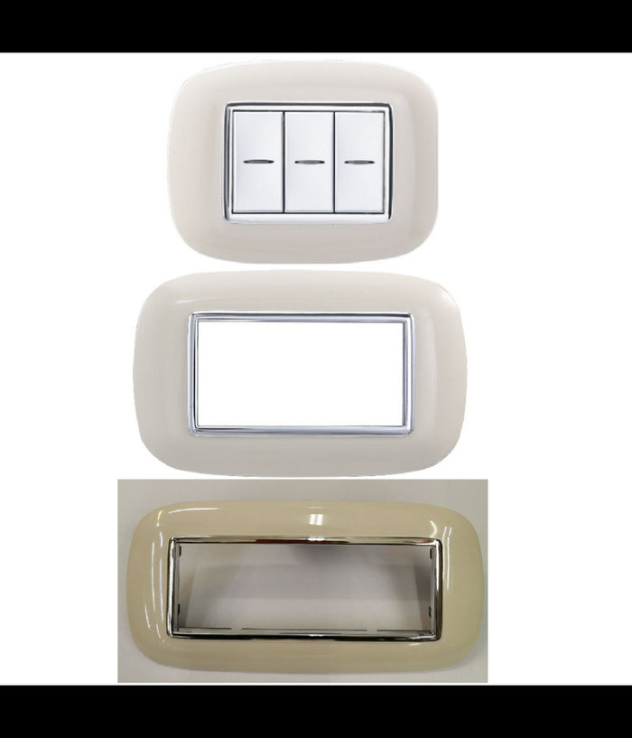 Placca Oval 3 4 6 Moduli Colore Sabbia Compatibile Con Bticino Axolute         