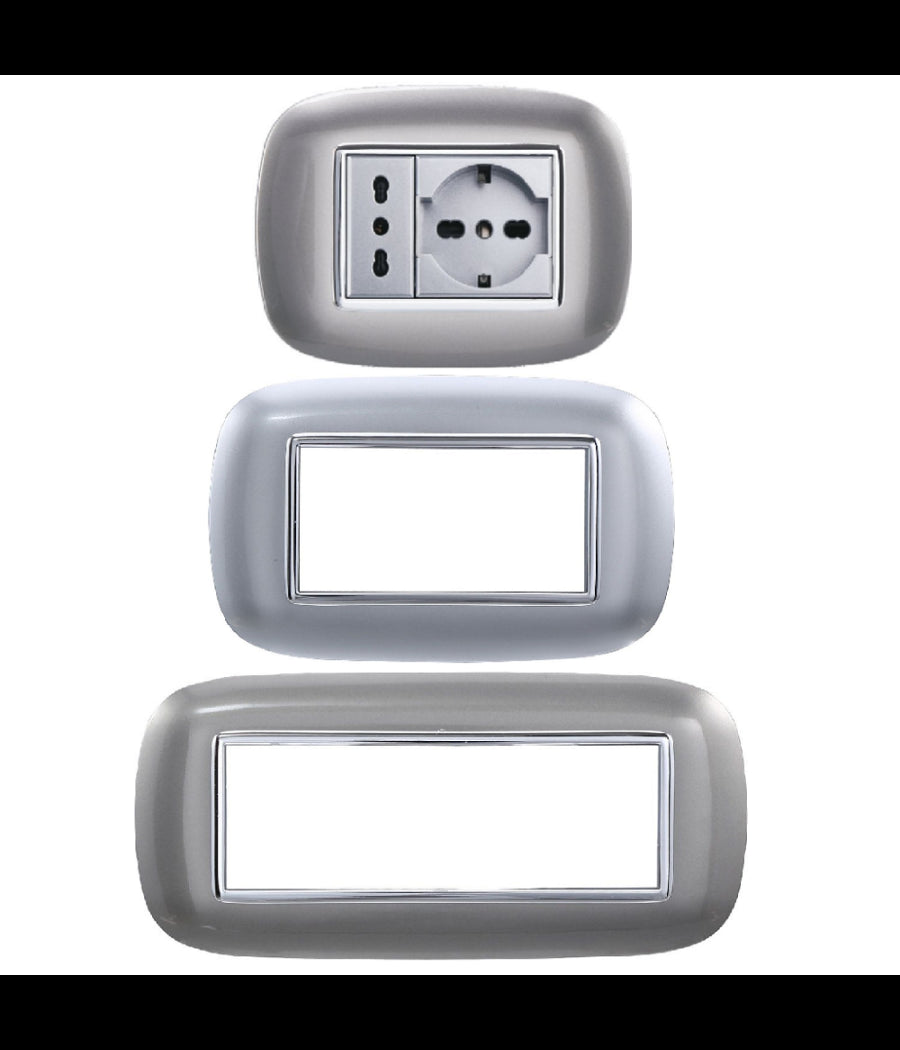 Placca Oval 3 4 6 Moduli Colore Silver Compatibile Con Bticino Axolute         