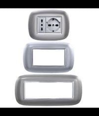 Placca Oval 3 4 6 Moduli Colore Silver Compatibile Con Bticino Axolute         