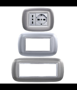 Placca Oval 3 4 6 Moduli Colore Silver Compatibile Con Bticino Axolute         