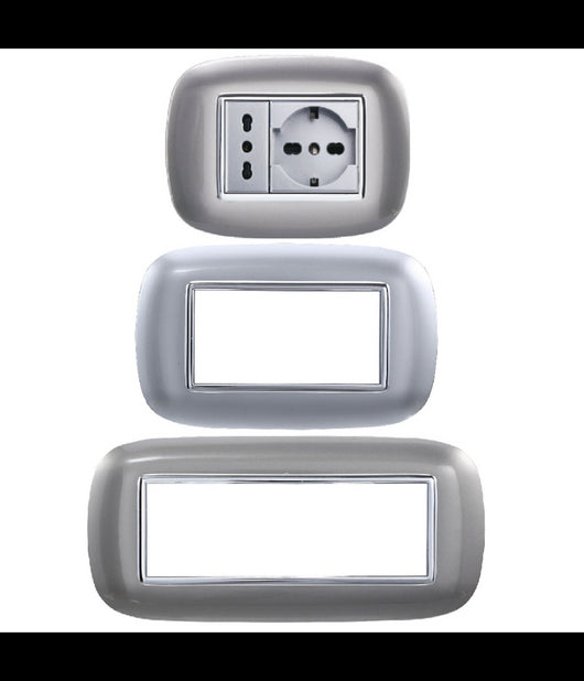 Placca Oval 3 4 6 Moduli Colore Silver Compatibile Con Bticino Axolute         